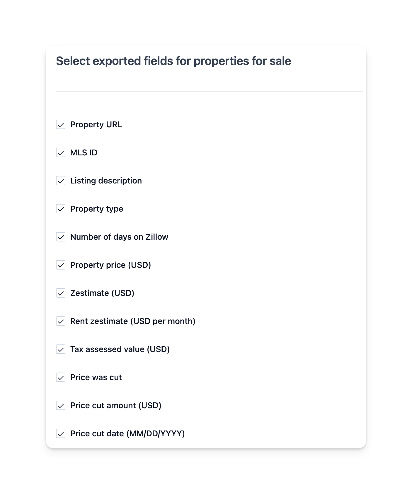 Export property listings from Zillow in one click.